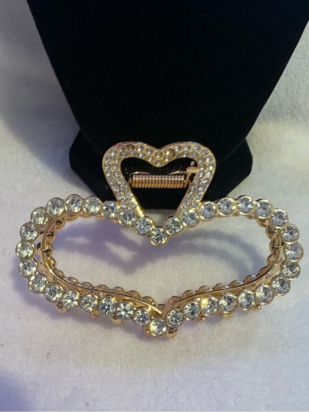 Gold Heart Crystal Hair Clip - Elegant Women’s Jewelry